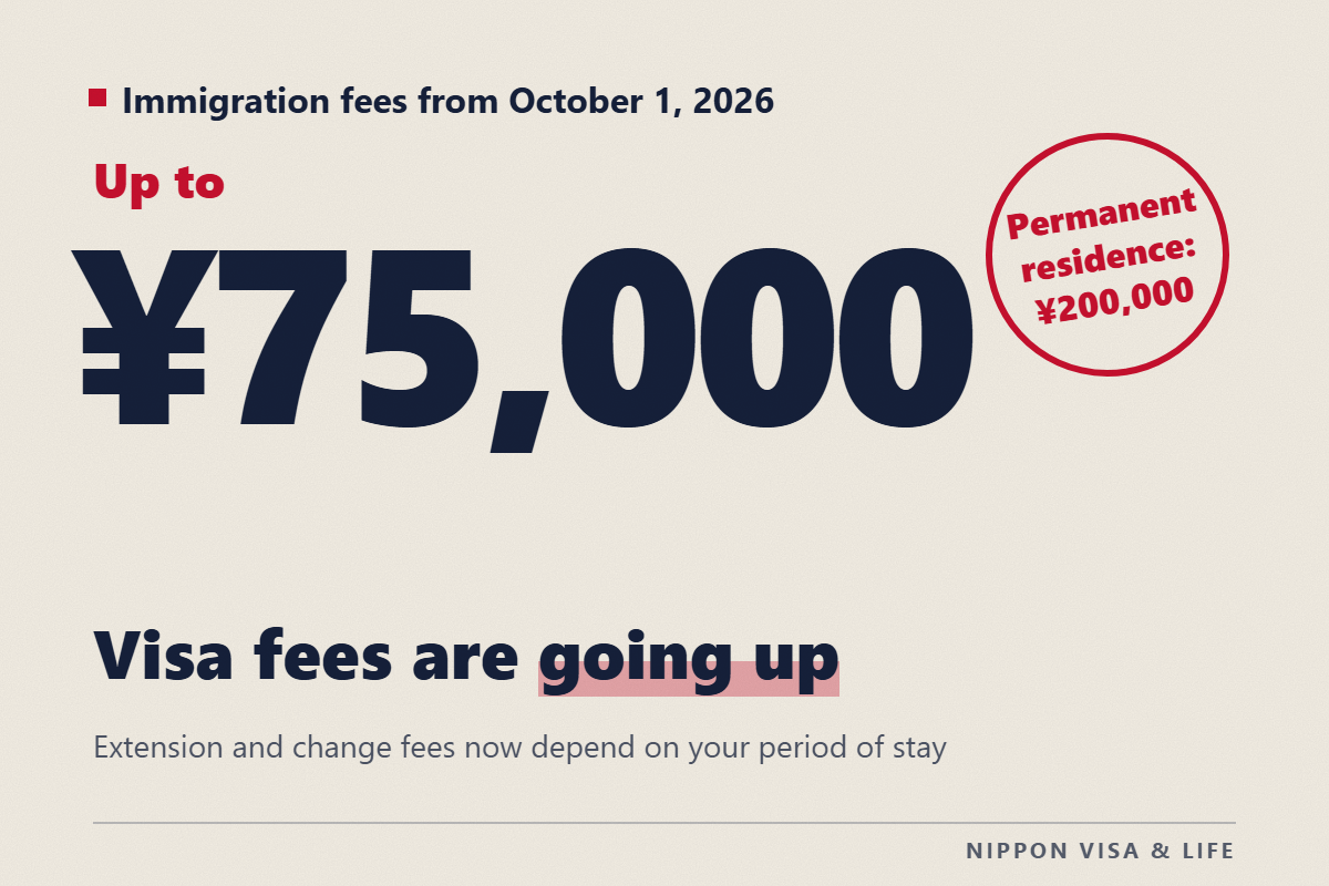 [From October 2026] Visa extension and change fees rise to up to 75,000 yen | New fee table and how to pay