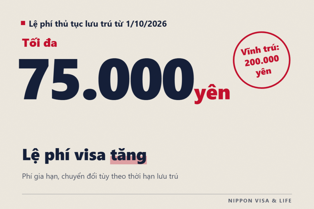 [Từ tháng 10/2026] Lệ phí gia hạn, thay đổi visa tăng lên tối đa 75.000 yên | Bảng lệ phí mới và cách thanh toán