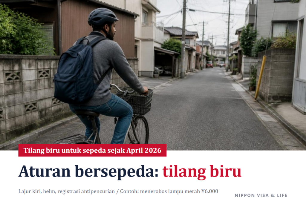 Aturan Bersepeda di Jepang | Lajur Kiri, Helm, Registrasi Antipencurian, dan Tilang Biru (Denda)