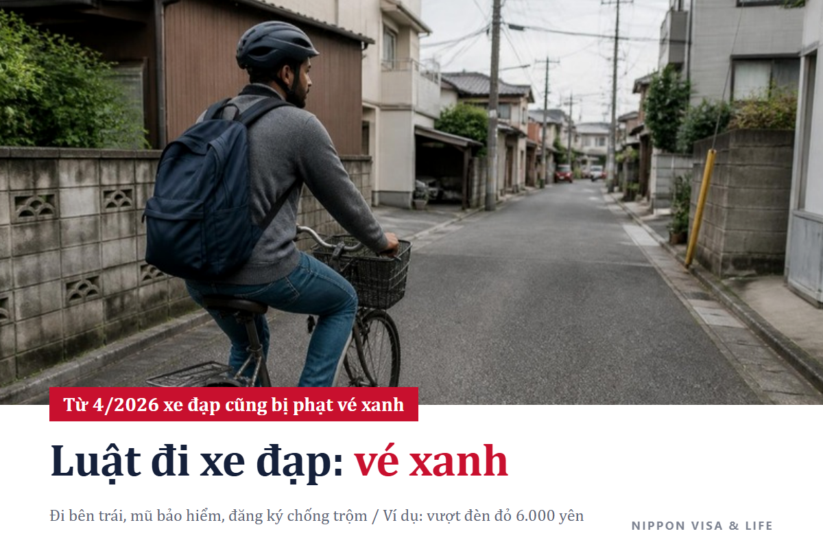 Quy tắc khi đi xe đạp ở Nhật Bản: Đi bên trái, mũ bảo hiểm, đăng ký chống trộm và vé xanh (tiền phạt)