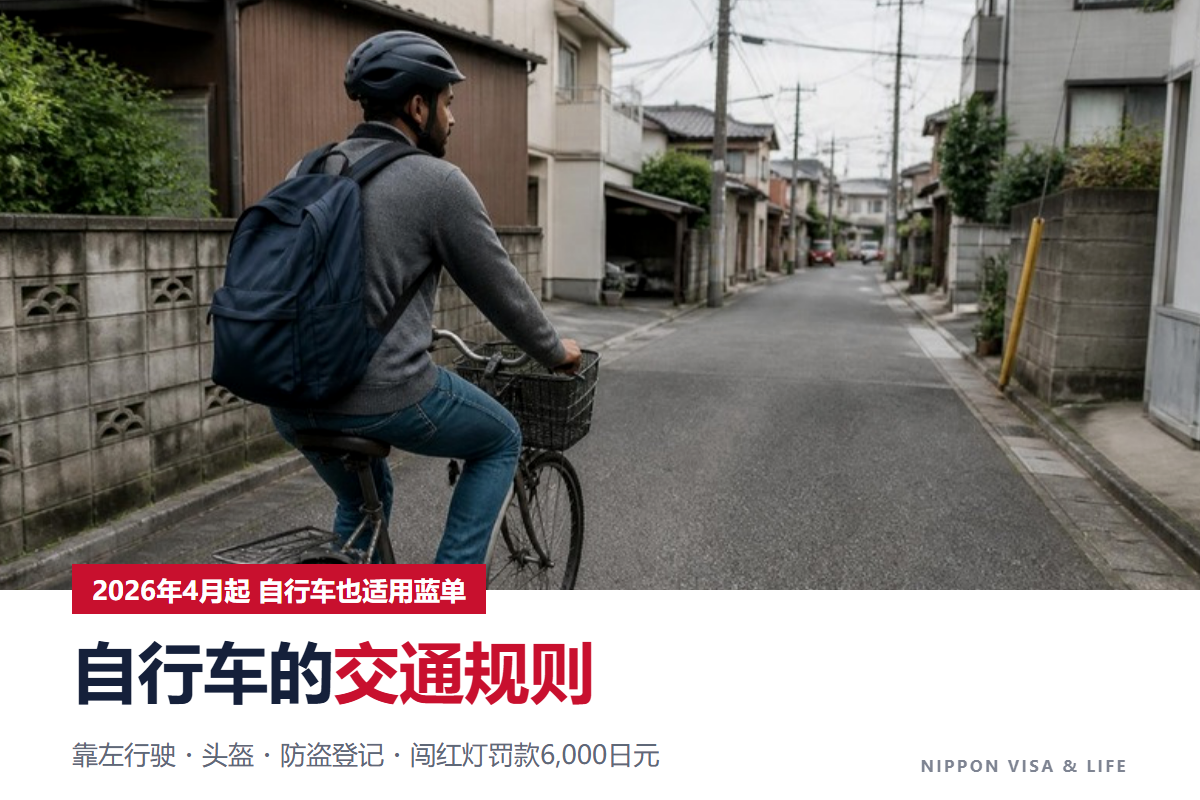 在日本骑自行车的规则｜靠左通行・头盔・防盗登记・蓝色罚单（违章罚款）