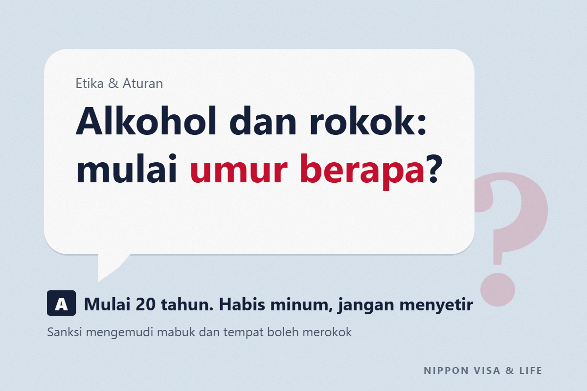 Aturan Minuman Beralkohol dan Rokok di Jepang | Mulai Usia 20 Tahun, Sanksi Mengemudi dalam Keadaan Mabuk, dan Tempat Boleh Merokok