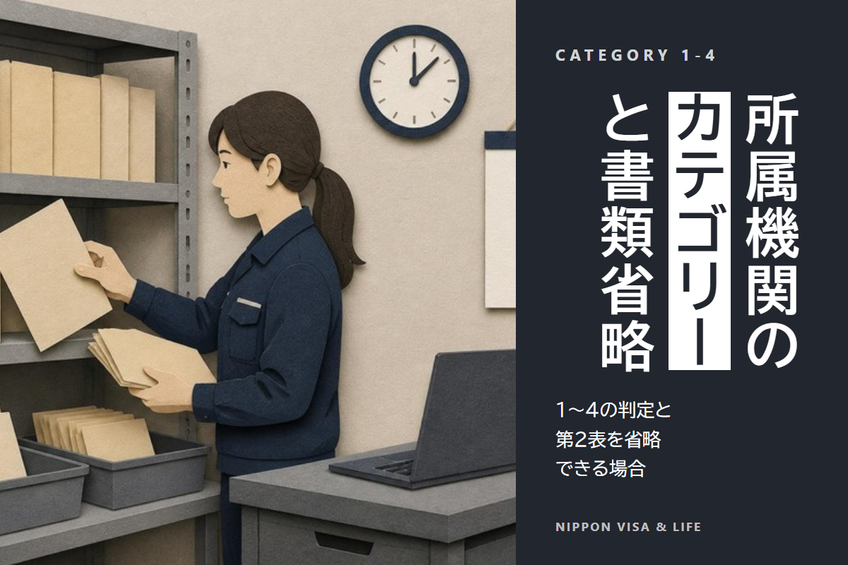 特定技能の所属機関のカテゴリーとは?1〜4の判定と省略できる提出書類