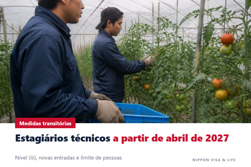 Medidas transitórias do Emprego para Desenvolvimento de Habilidades no Japão｜O que acontece com os estagiários técnicos a partir de abril de 2027? Nível (iii), novas entradas e limite de pessoas