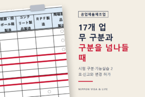 일본 특정기능 '공업제품제조업'의 17개 업무 구분 | 종사할 수 있는 업무·시험 구분·구분을 넘나들 때