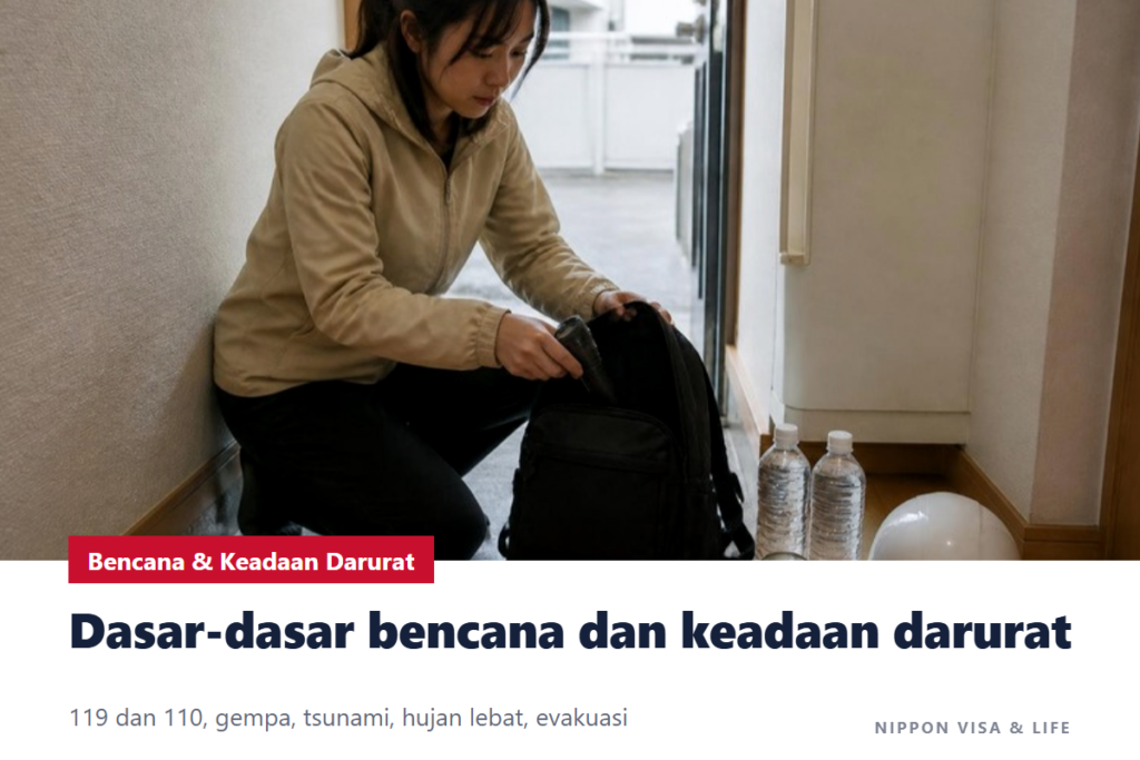 Dasar-Dasar Bencana dan Keadaan Darurat di Jepang | Nomor 119 dan 110, Gempa Bumi, Tsunami, Hujan Lebat, Gunung Berapi, Evakuasi, dan Informasi Multibahasa
