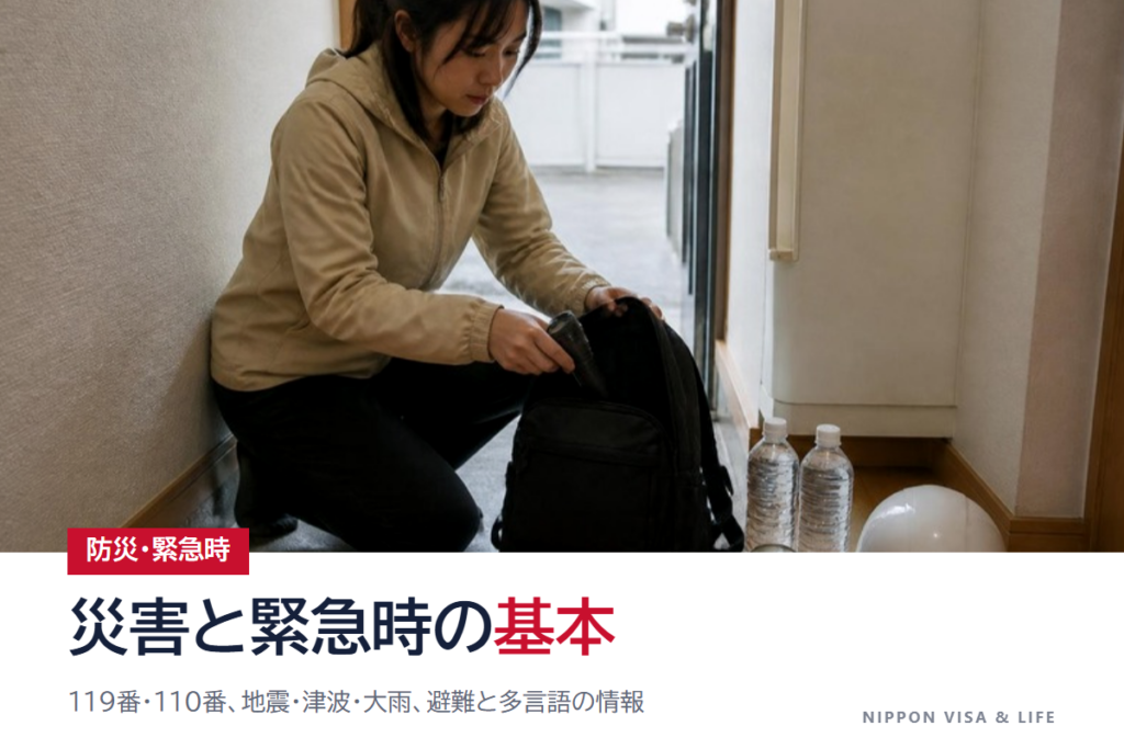 日本の災害と緊急時の基本｜119番・110番、地震・津波・大雨・火山、避難と多言語の情報