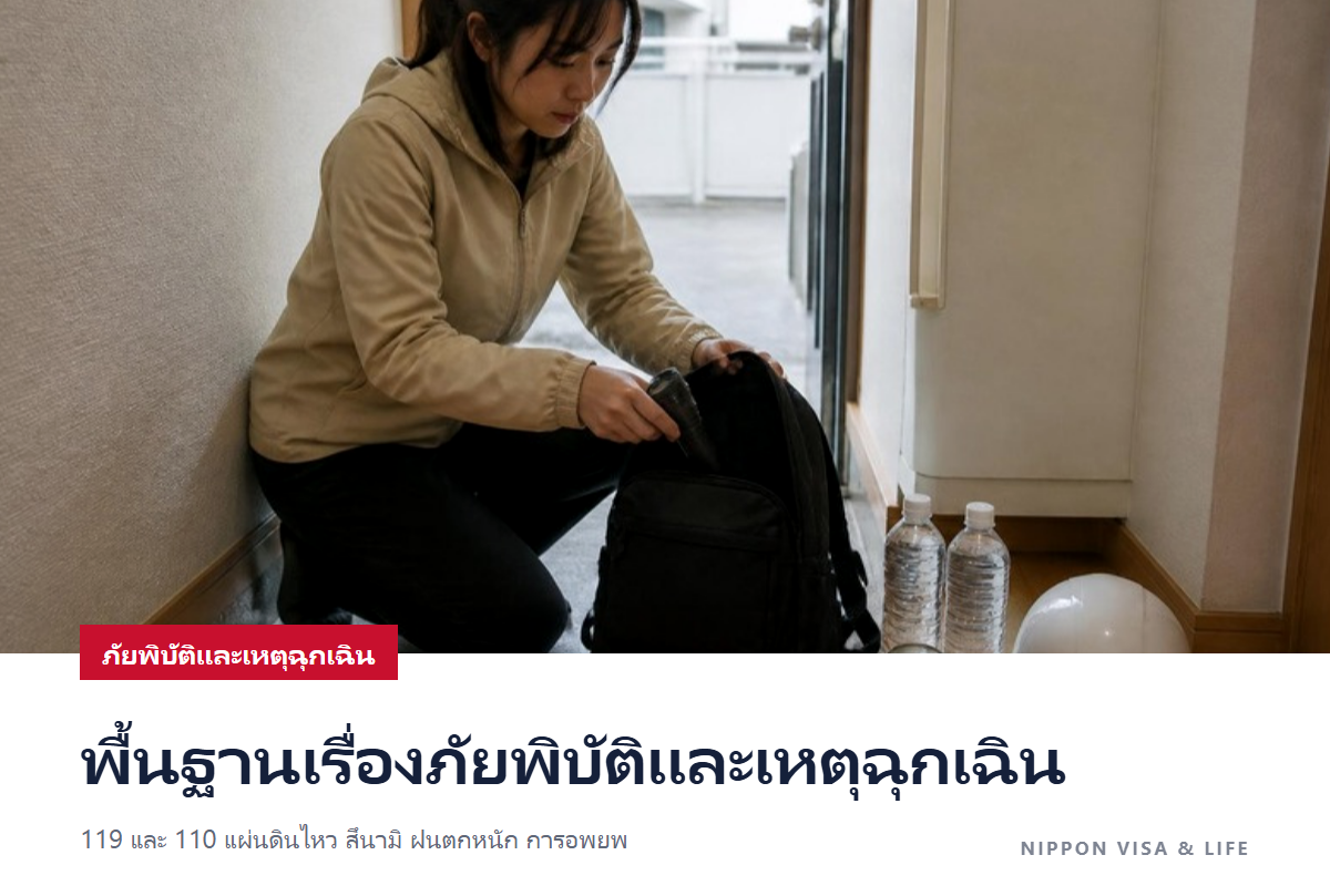 พื้นฐานเรื่องภัยพิบัติและเหตุฉุกเฉินในญี่ปุ่น｜โทร 119・110 แผ่นดินไหว・สึนามิ・ฝนตกหนัก・ภูเขาไฟ การอพยพ และข้อมูลหลายภาษา