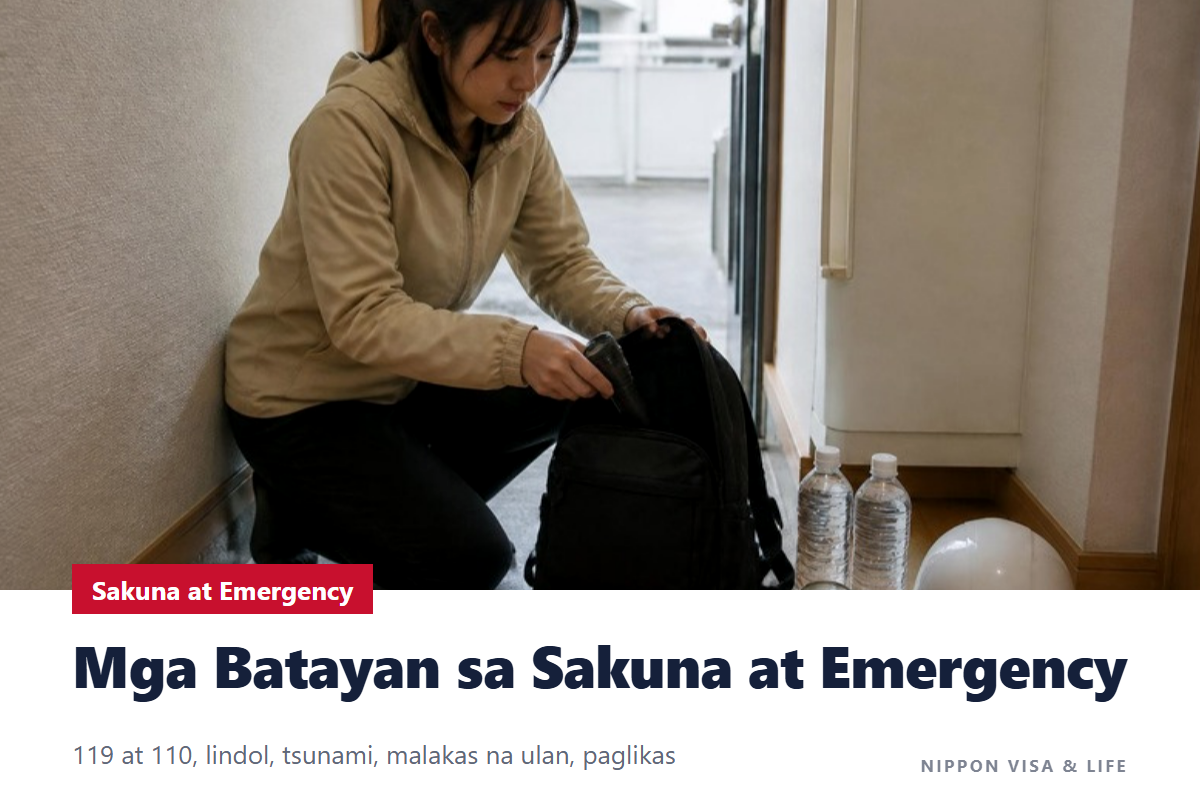 Mga Pangunahing Kaalaman sa Sakuna at Emergency sa Japan｜119 at 110, Lindol, Tsunami, Malakas na Ulan, Bulkan, Paglikas, at Impormasyon sa Iba’t Ibang Wika