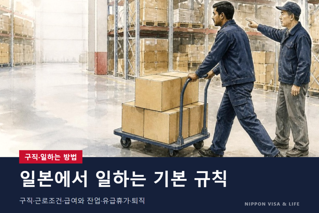 일본에서 일자리 찾기와 일하는 방식의 기본｜헬로워크·근로조건·급여와 잔업·유급휴가·그만둘 때·상담처