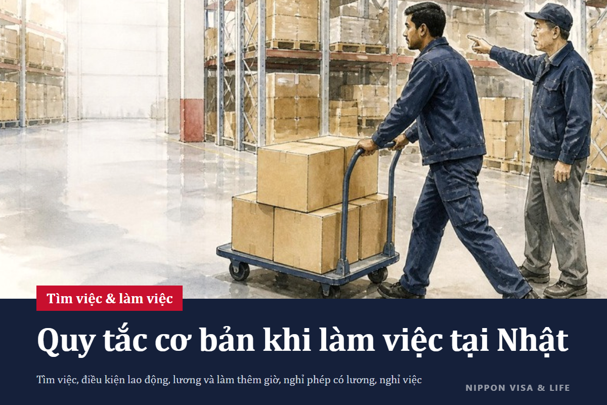 Những điều cơ bản về tìm việc và làm việc tại Nhật Bản | Hello Work, điều kiện lao động, lương và làm thêm giờ, nghỉ phép có lương, khi nghỉ việc, nơi tư vấn