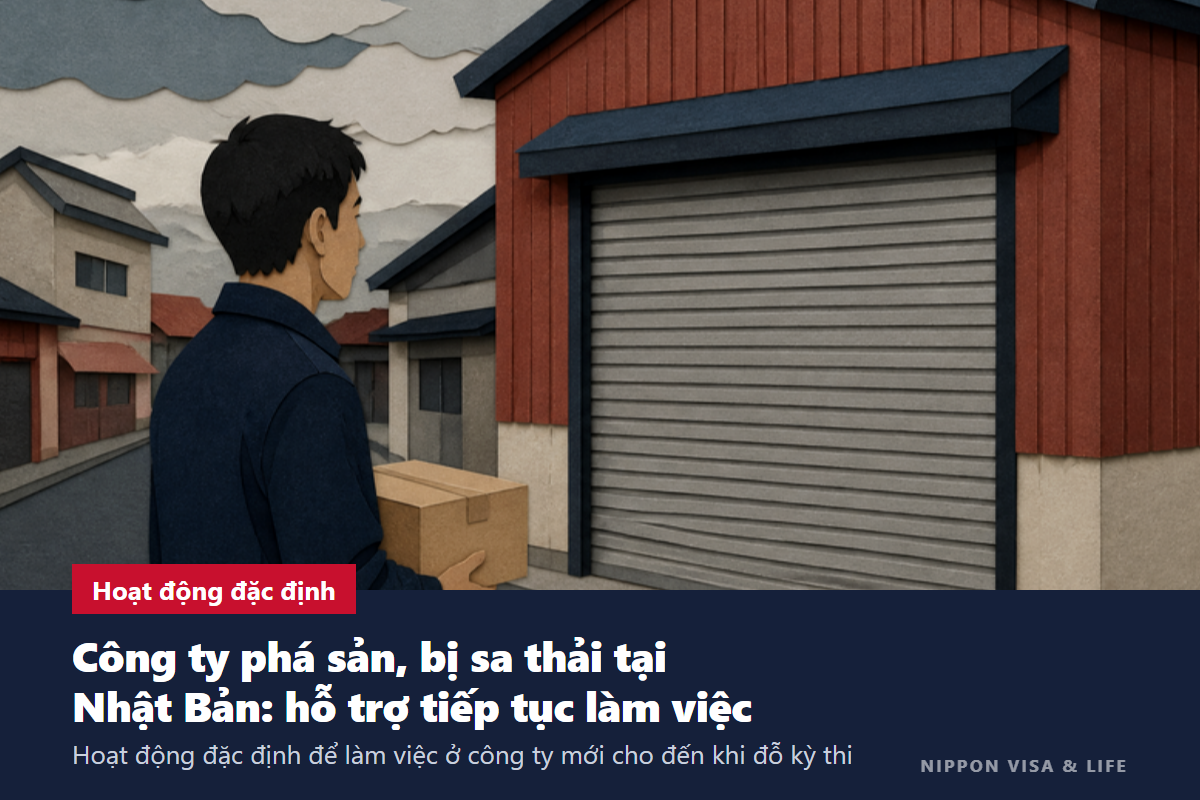 Không thể tiếp tục làm việc tại Nhật Bản vì công ty phá sản hoặc bị sa thải|Giải thích về Hoạt động đặc định (hỗ trợ tiếp tục làm việc): đối tượng, yêu cầu và thủ tục nộp hồ sơ