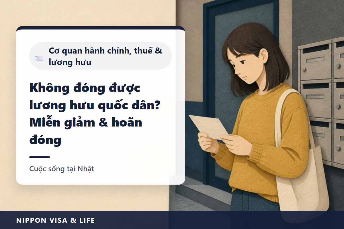 Khi không thể đóng phí Lương hưu Quốc dân tại Nhật Bản | Cách xin miễn và hoãn đóng phí (tiêu chuẩn thu nhập, nơi nộp, đồ cần mang, đóng bù)