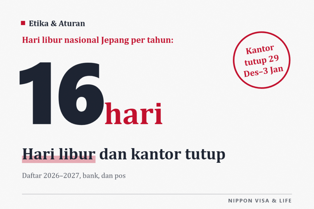 Hari Libur Nasional dan Libur Akhir/Awal Tahun di Jepang | Daftar Hari Libur Nasional 2026 dan 2027, serta Hari Libur Kantor Pemerintah, Bank, dan Pos