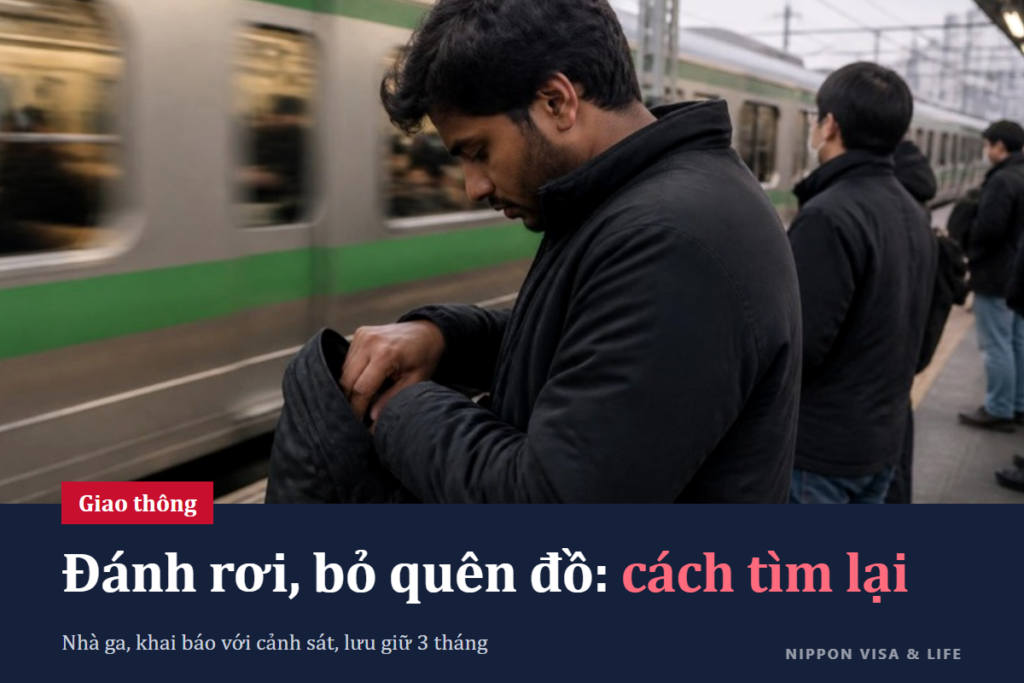 Khi bị rơi đồ hoặc để quên đồ tại Nhật Bản | Cách tìm đồ đánh rơi ở nhà ga, trên tàu điện, xe buýt, taxi hoặc ngoài đường và cách nộp đơn báo mất đồ
