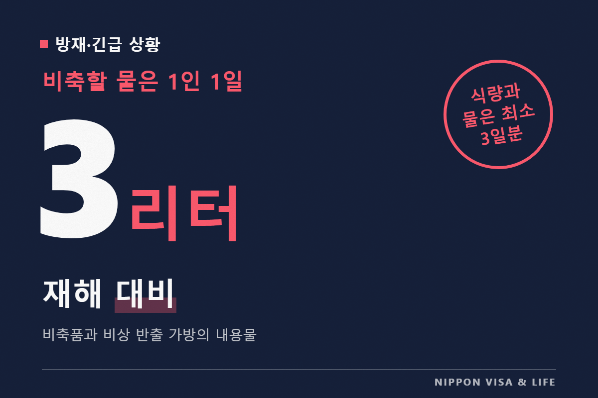 일본에서 재난에 대비하기｜음식과 물 비축(3일분~1주일분)과 비상용 반출 가방에 넣을 것