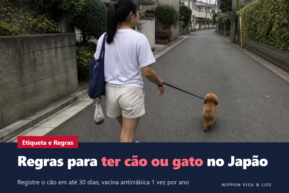 Regras para ter cachorro ou gato no Japão｜Registro do cachorro, vacina contra a raiva, microchip e boas maneiras em prédios e nos passeios