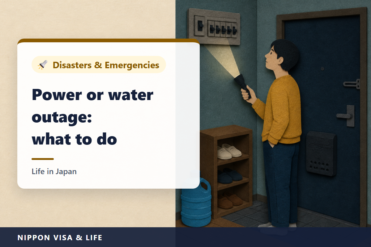 What to Do During a Power Outage or Water Outage in Japan: Checking the Breaker, Finding Outage Information, Electrical Fires When Power Returns, Food in the Refrigerator, Toilets and Water Supply Points