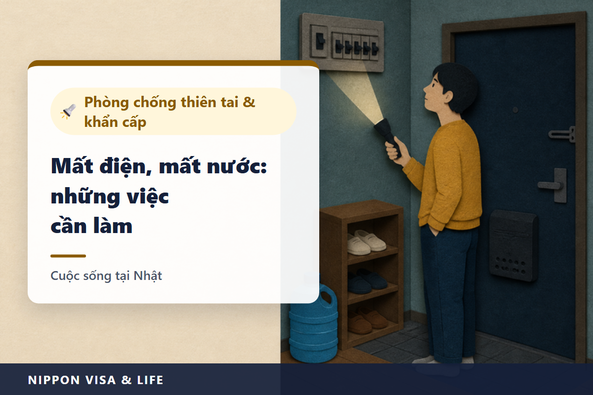 Cần làm gì khi mất điện, mất nước tại Nhật Bản | Cách kiểm tra cầu dao, cách tra thông tin mất điện, cháy khi có điện trở lại, thực phẩm trong tủ lạnh, nhà vệ sinh và điểm cấp nước