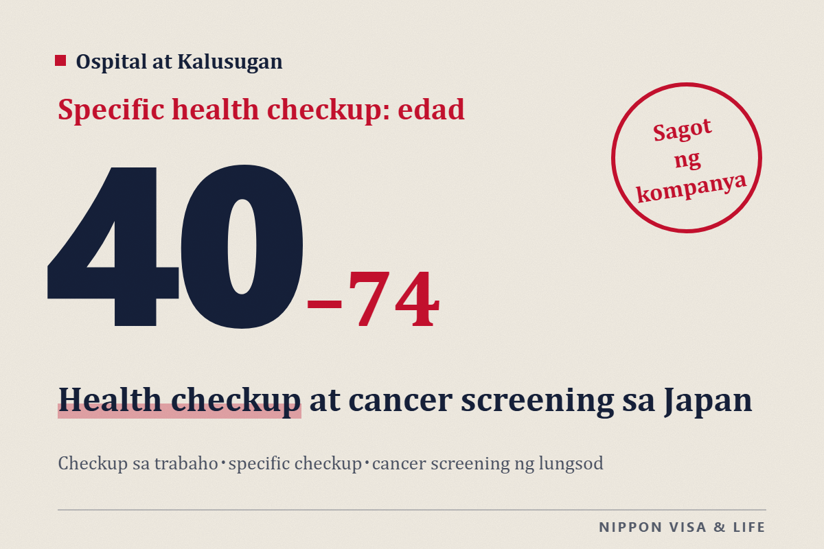 Health Checkup at Cancer Screening sa Japan｜Paano Kumuha ng Health Checkup sa Kompanya, Specific Health Checkup Mula 40 Taong Gulang, at Cancer Screening ng Lungsod, Ward, Bayan o Nayon