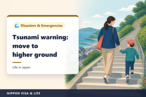 Evacuating When a Tsunami Warning Is Issued in Japan: The Differences Between a Major Tsunami Warning, a Tsunami Warning and a Tsunami Advisory, Escaping on Foot to High Ground, Tsunami Flags and Signs