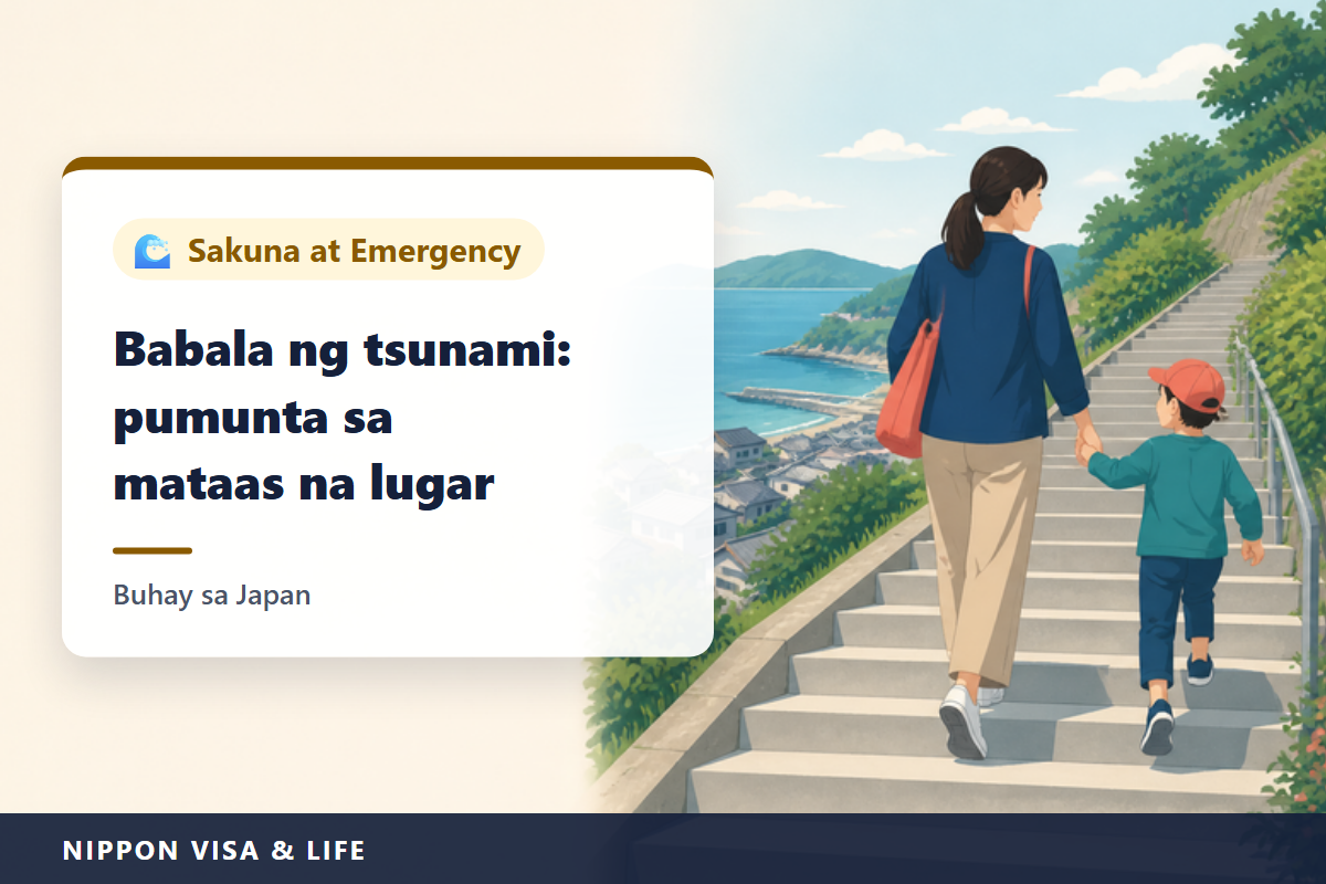 Paano Lumikas Kapag May Tsunami Warning sa Japan｜Pagkakaiba ng Major Tsunami Warning, Tsunami Warning at Tsunami Advisory, Paglakad Papunta sa Mataas na Lugar, Tsunami Flag at mga Karatula