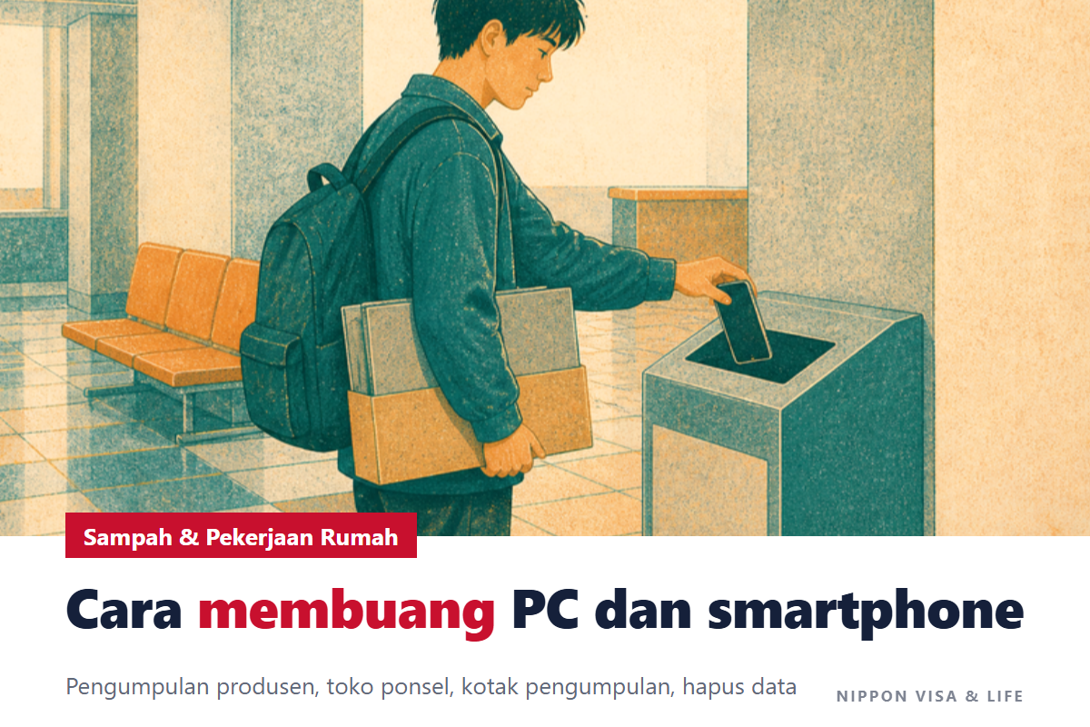 Cara Membuang Komputer, Smartphone, dan Peralatan Elektronik Kecil di Jepang | Pengambilan oleh Produsen, Toko Ponsel, Kotak Pengumpulan Pemerintah Daerah, dan Cara Menghapus Data