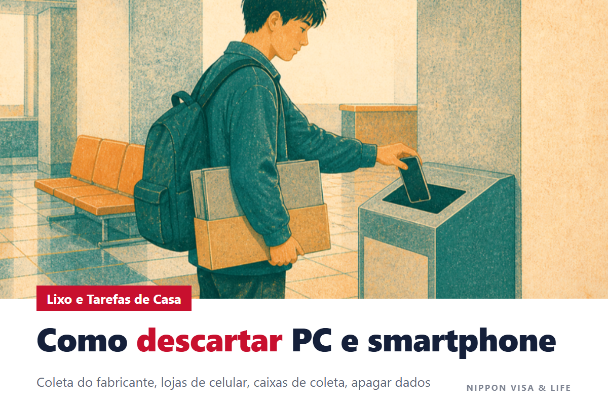 Como descartar computador, smartphone e pequenos eletrodomésticos no Japão｜Coleta pelo fabricante, lojas de celular, caixas de coleta da prefeitura e como apagar os dados