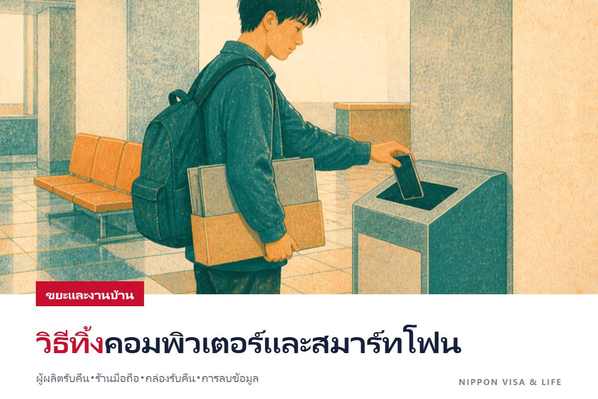 วิธีทิ้งคอมพิวเตอร์ สมาร์ตโฟน และเครื่องใช้ไฟฟ้าขนาดเล็กในญี่ปุ่น|การรับคืนโดยผู้ผลิต ร้านโทรศัพท์มือถือ กล่องรับคืนของเทศบาล และวิธีลบข้อมูล