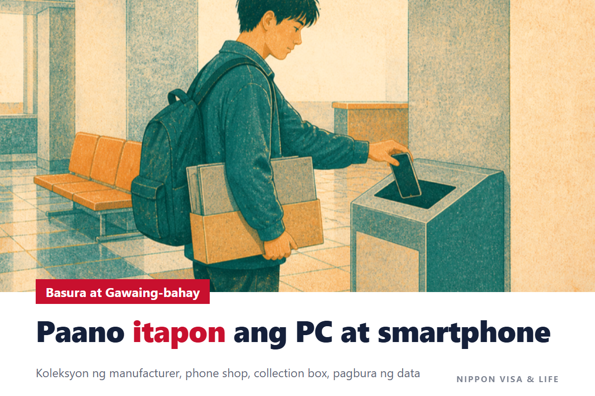 Paano Itapon ang Computer, Smartphone at Maliliit na Electronic Appliance sa Japan｜Koleksyon ng Manufacturer, Mobile Phone Shop, Collection Box ng Munisipyo at Paano Burahin ang Data