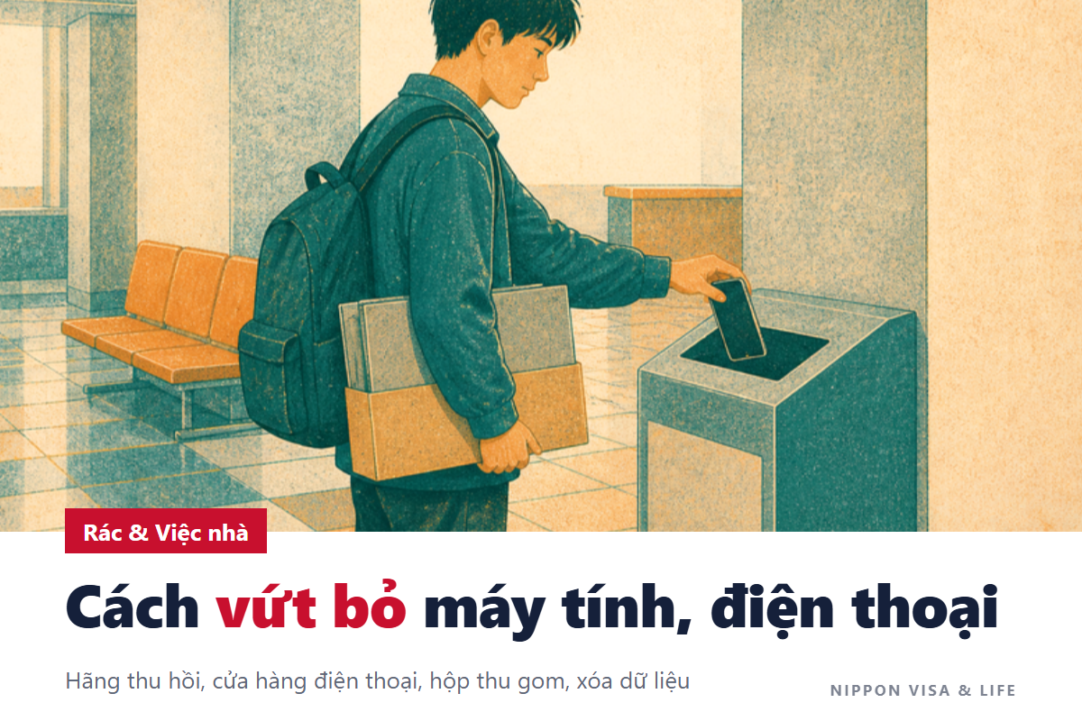 Cách bỏ máy tính, điện thoại thông minh và đồ điện tử cỡ nhỏ tại Nhật Bản | Nhà sản xuất thu hồi, cửa hàng điện thoại, hộp thu hồi của chính quyền địa phương và cách xóa dữ liệu