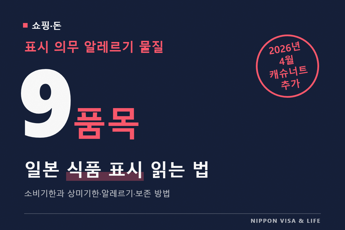 일본의 식품 표시 읽는 법|소비기한과 상미기한의 차이, 알레르기 표시(특정 원재료 9품목), 보존 방법·영양성분 보는 법