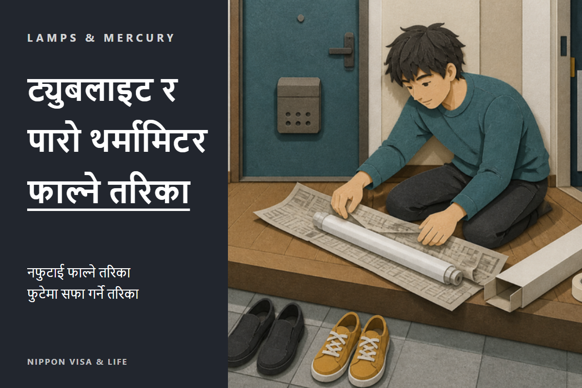 जापानमा फ्लोरोसेन्ट बत्ती・बल्ब・पारोवाला ज्वरो नाप्ने थर्मामिटर कसरी फाल्ने | नफुट्ने गरी फाल्ने तरिका र फुटेमा सफा गर्ने तरिका