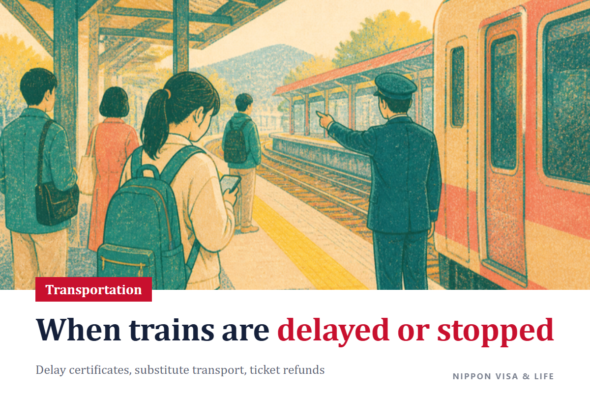 What to Do When a Train Is Delayed or Stopped in Japan: How to Check Train Service Information, Get a Delay Certificate, Use Substitute Transportation, and Get a Refund on Your Ticket