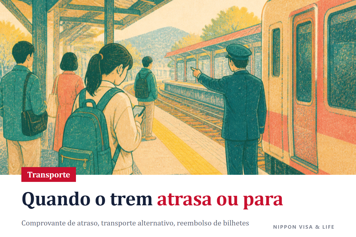Quando o trem atrasa ou para no Japão｜Como ver as informações de circulação, obter o certificado de atraso, usar o transporte alternativo (furikae yuso) e pedir o reembolso da passagem