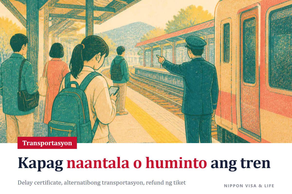Kapag Naantala o Huminto ang Tren sa Japan｜Paano Tingnan ang Impormasyon sa Biyahe ng Tren, Paano Kumuha ng Delay Certificate, Paano Gamitin ang Furikae Yuso (Alternatibong Transportasyon), at Refund ng Tiket