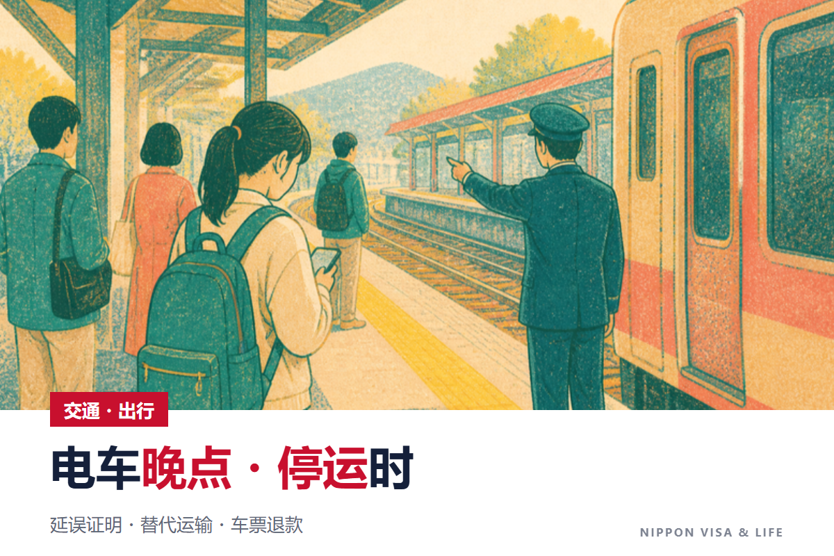 在日本电车晚点・停运时怎么办｜运行信息的查询方法・延误证明书的获取方法・替代运输的使用方法・车票的退款